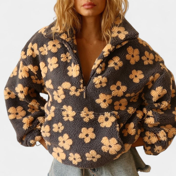 Daisy – Sweat à capuche en polaire réconfortant avec motif floral
