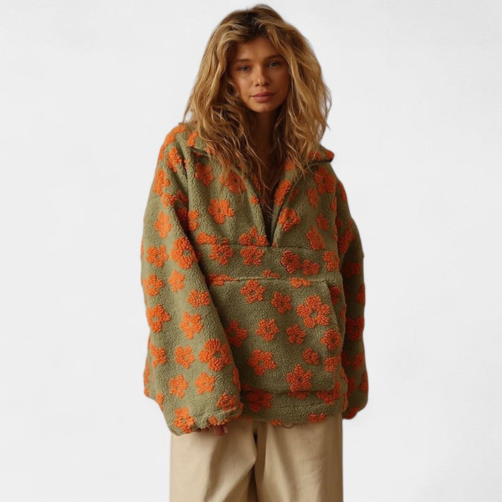 Daisy – Sweat à capuche en polaire réconfortant avec motif floral