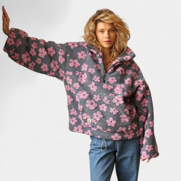 Daisy – Sweat à capuche en polaire réconfortant avec motif floral