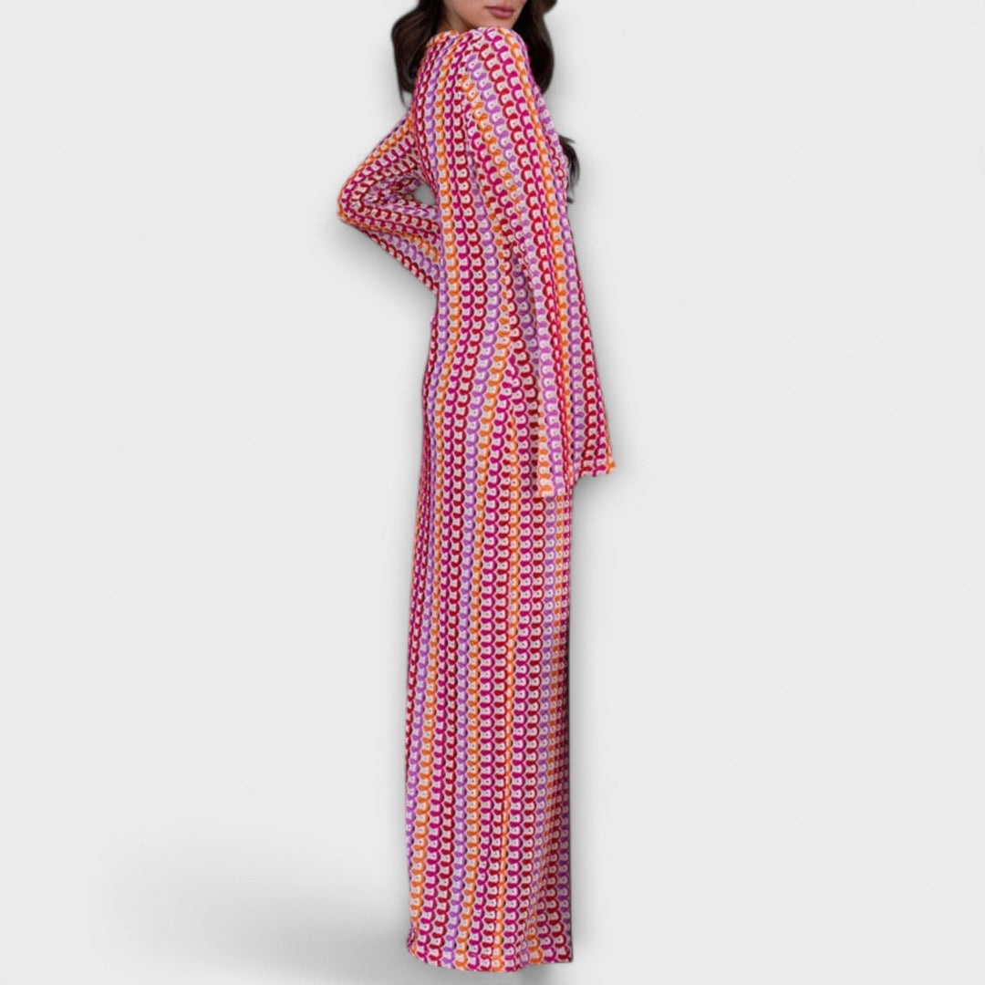 Elina – Robe maxi avec décolleté en V et ambiance estivale