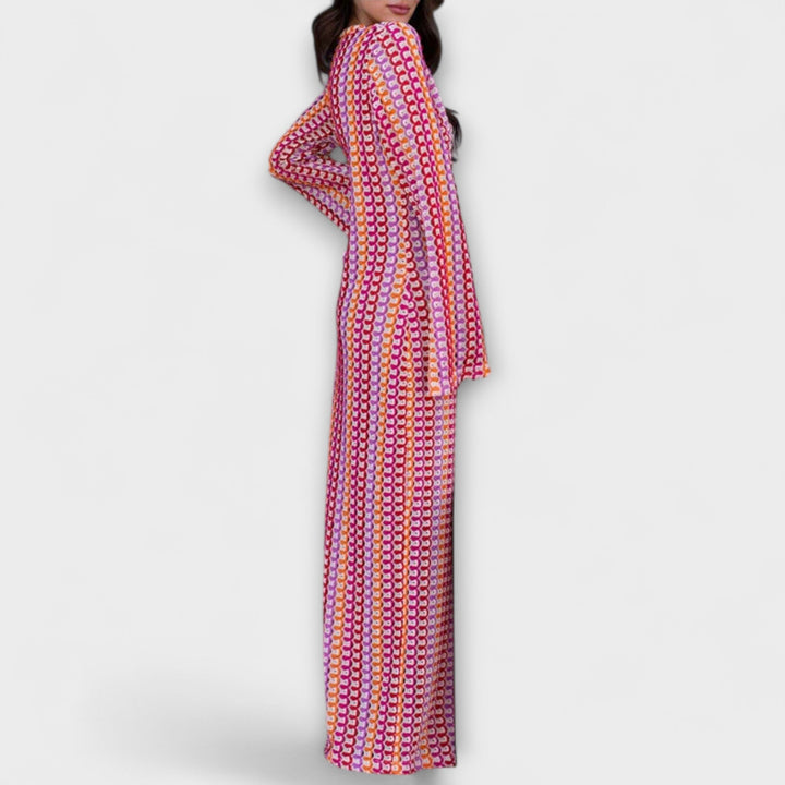 Elina – Robe maxi avec décolleté en V et ambiance estivale