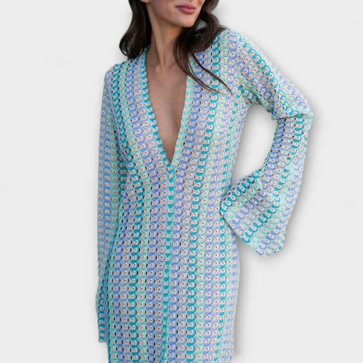 Elina – Robe maxi avec décolleté en V et ambiance estivale