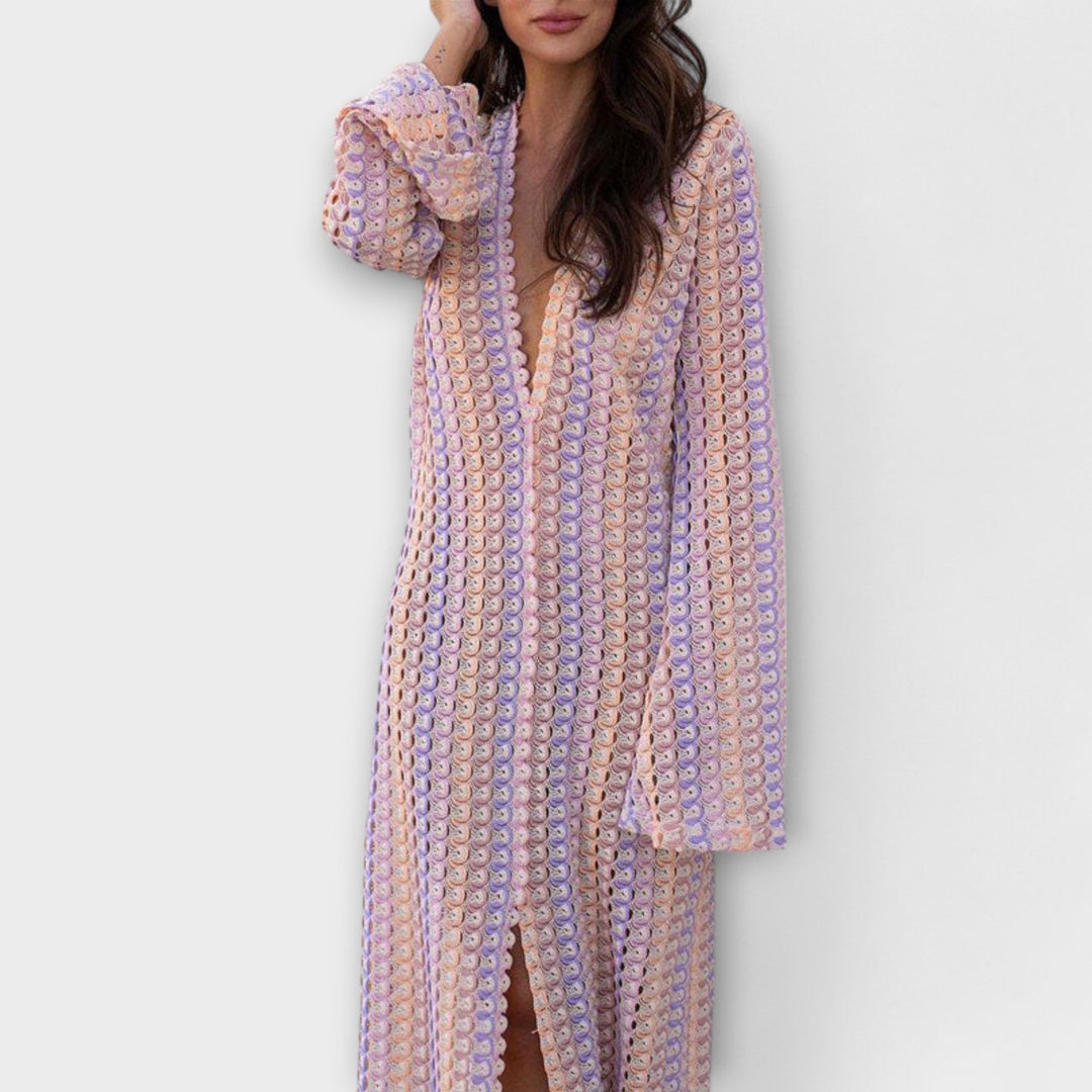 Elina – Robe maxi avec décolleté en V et ambiance estivale