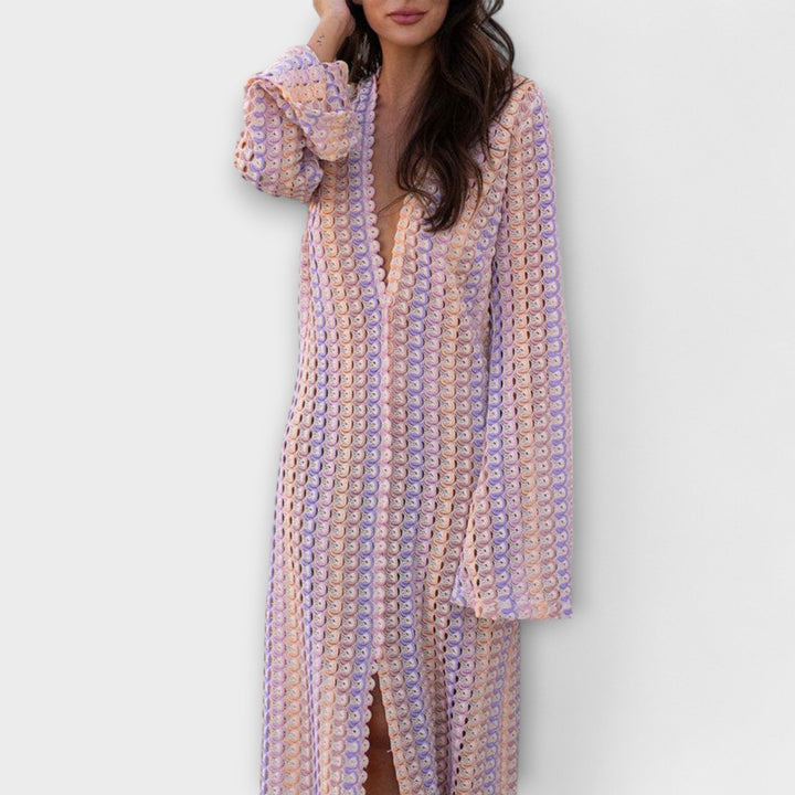 Elina – Robe maxi avec décolleté en V et ambiance estivale