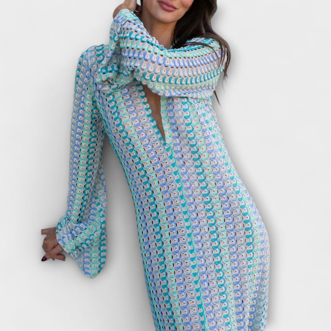 Elina – Robe maxi avec décolleté en V et ambiance estivale