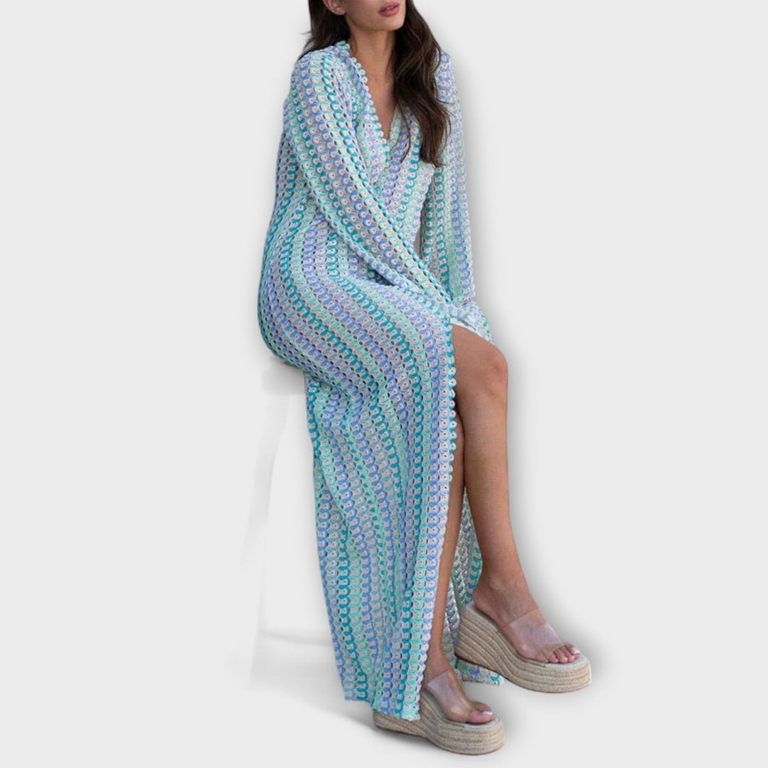 Elina – Robe maxi avec décolleté en V et ambiance estivale