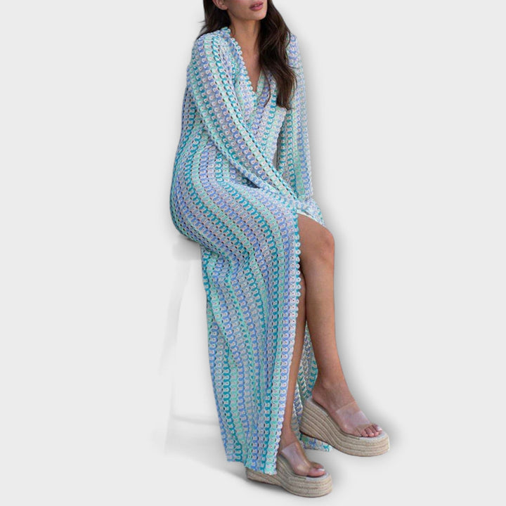 Elina – Robe maxi avec décolleté en V et ambiance estivale
