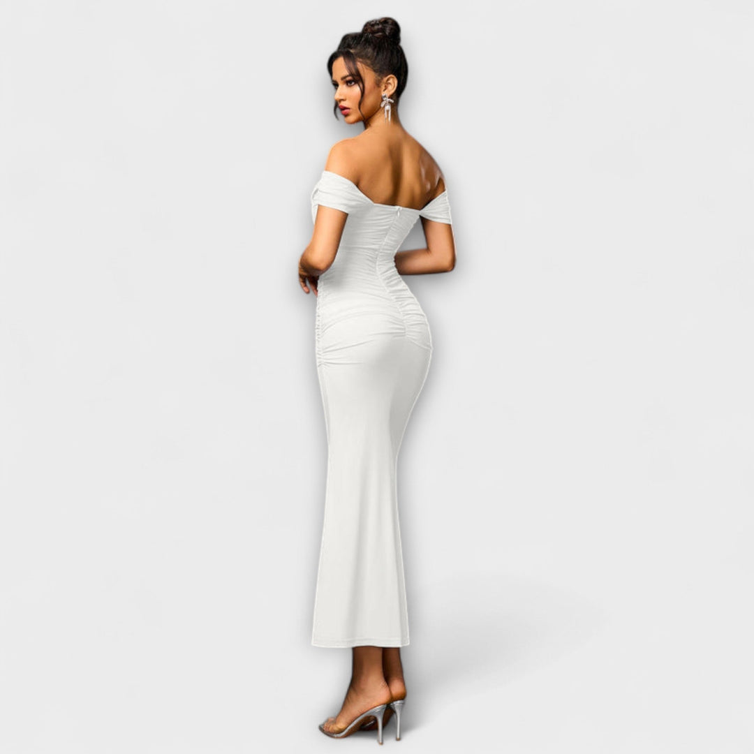 Ione - Robe Bodycon à épaules dénudées et fronces