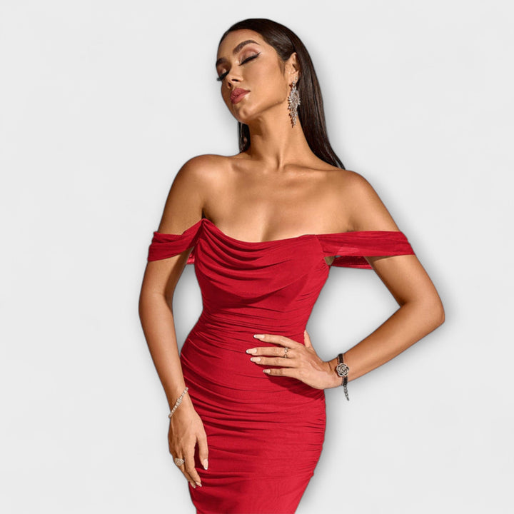 Ione - Robe Bodycon à épaules dénudées et fronces