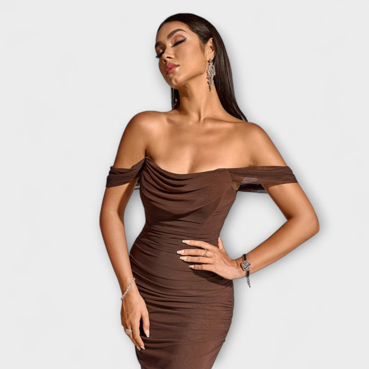 Ione - Robe Bodycon à épaules dénudées et fronces