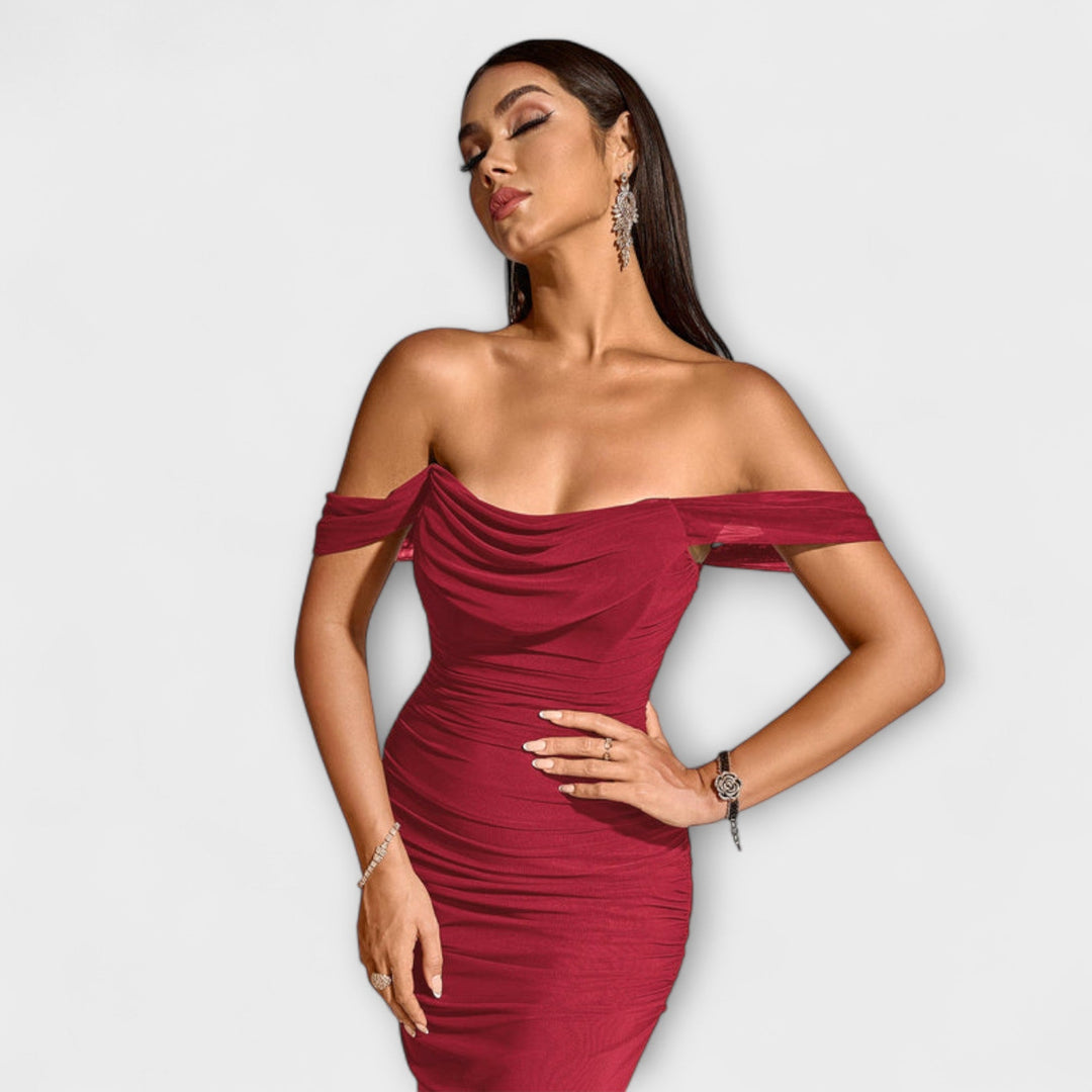 Ione - Robe Bodycon à épaules dénudées et fronces