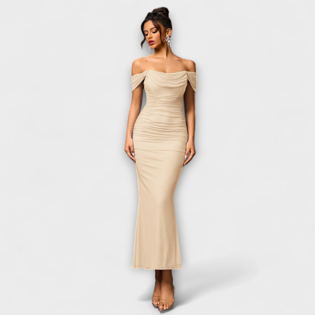 Ione - Robe Bodycon à épaules dénudées et fronces