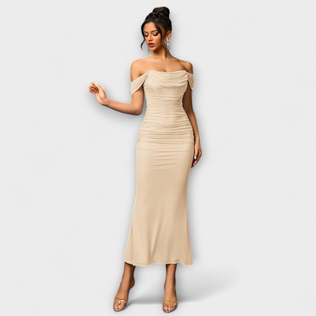 Ione - Robe Bodycon à épaules dénudées et fronces