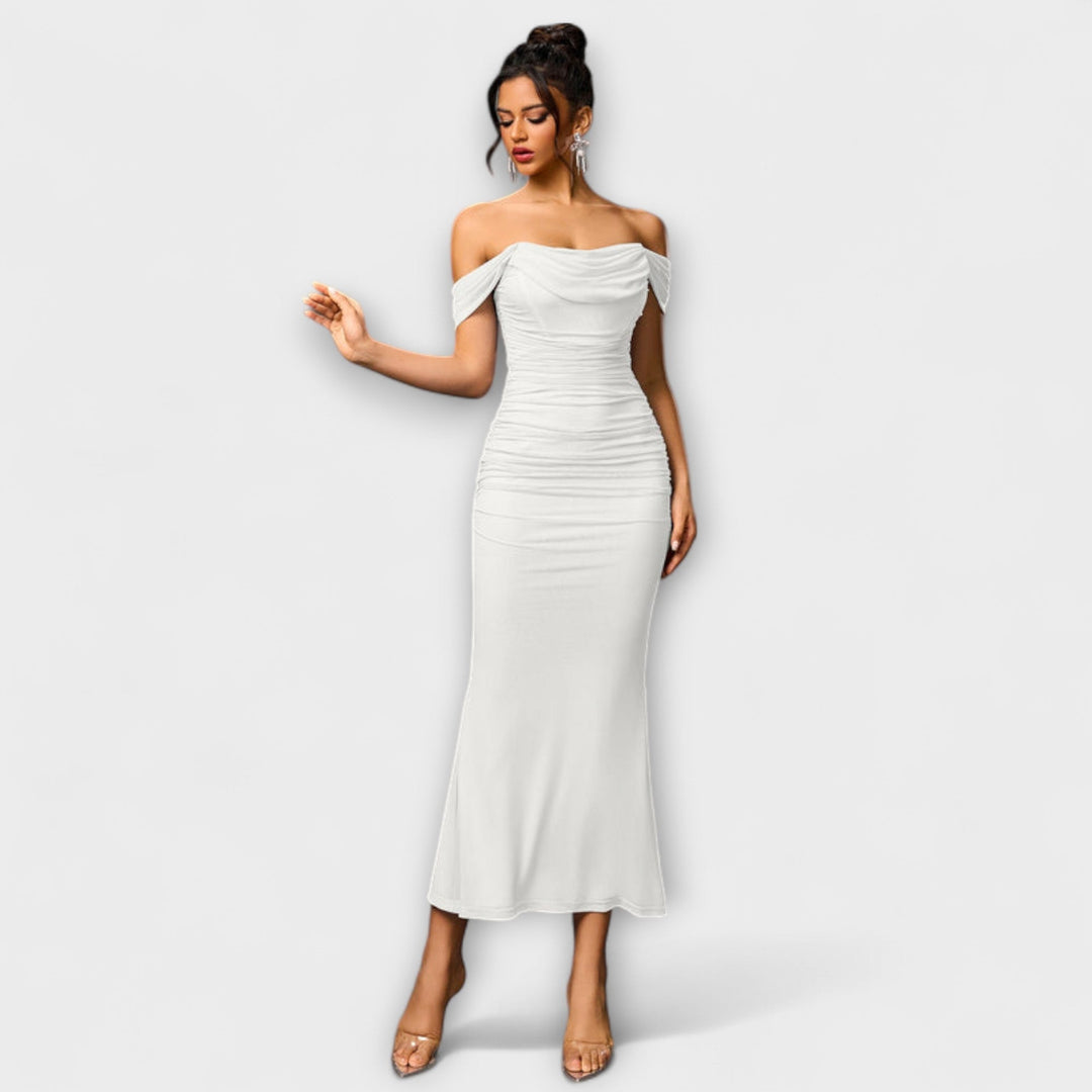 Ione - Robe Bodycon à épaules dénudées et fronces