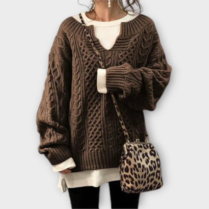 Pull en tricot à motif torsadé de taille parfaite