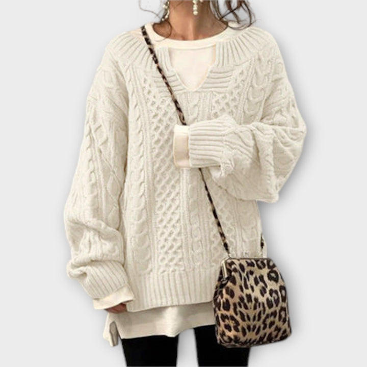 Pull en tricot à motif torsadé de taille parfaite