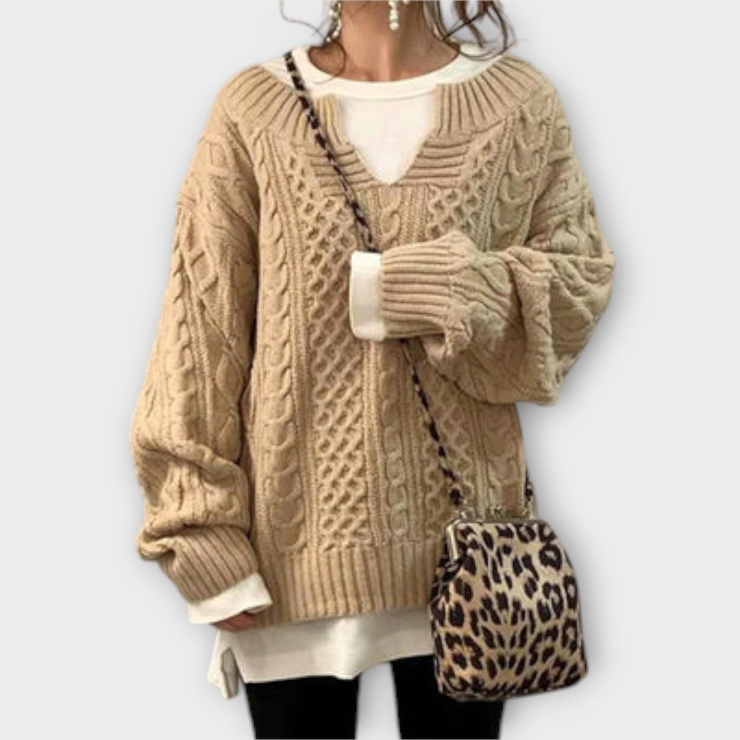 Pull en tricot à motif torsadé de taille parfaite