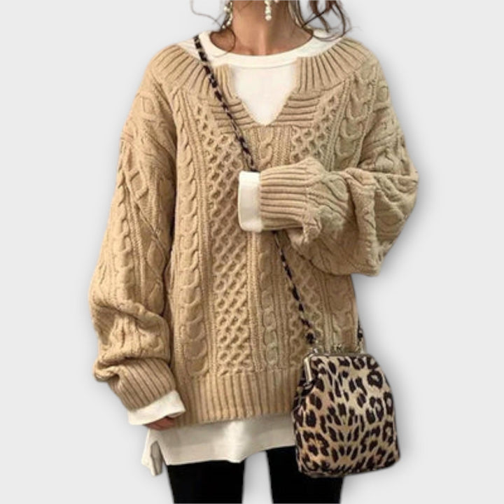 Pull en tricot à motif torsadé de taille parfaite