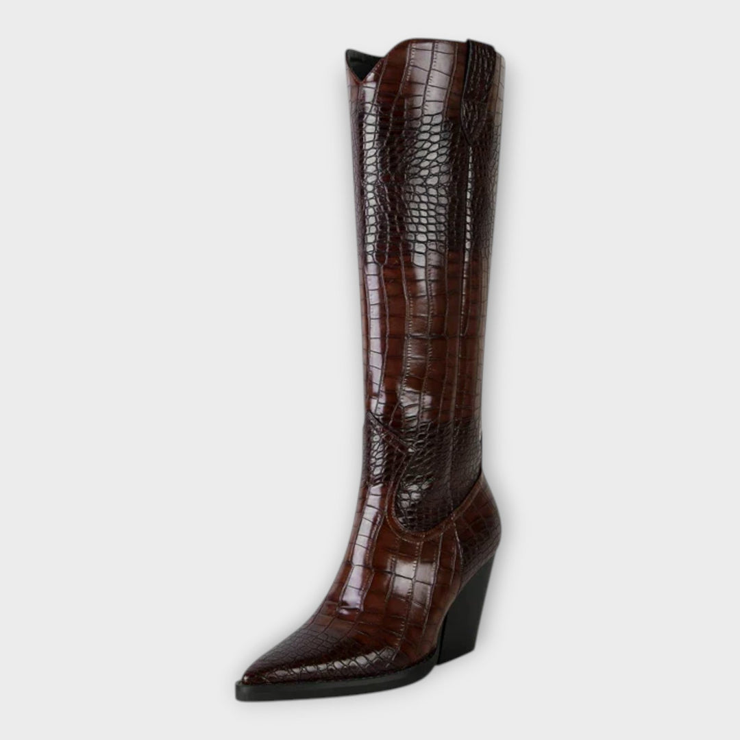 Bottes avec motif crocodile et talon élégant