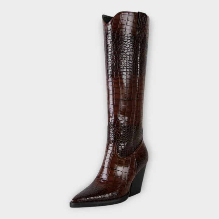 Bottes avec motif crocodile et talon élégant