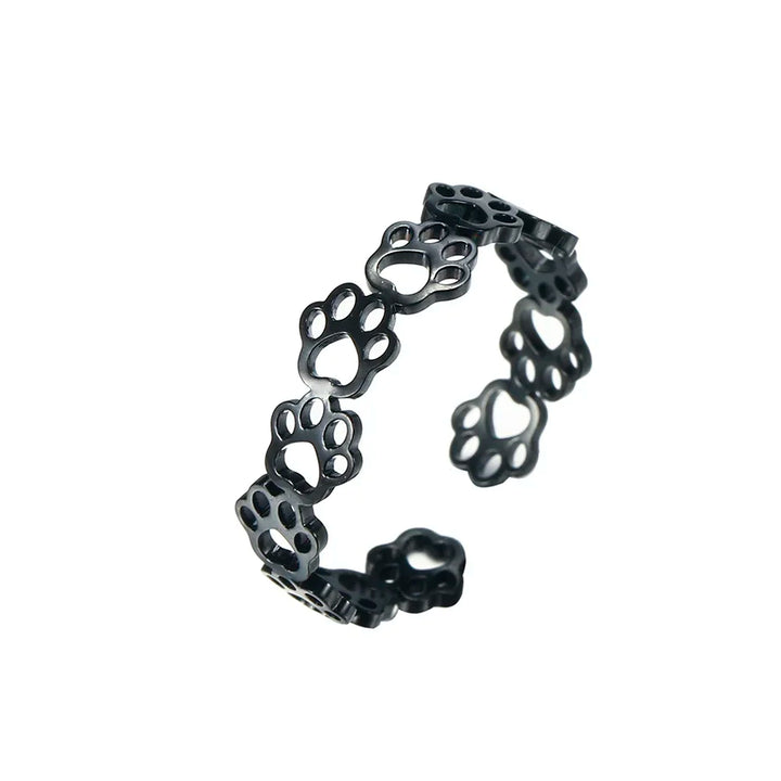 Bague réglable avec empreinte de patte – Fabriquée en acier inoxydable