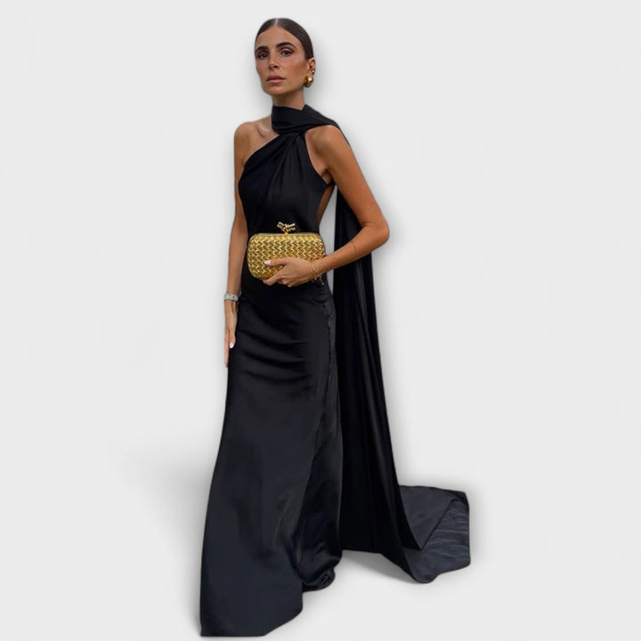 Robe Maxi Chic avec épaules dénudées et lien autour du cou
