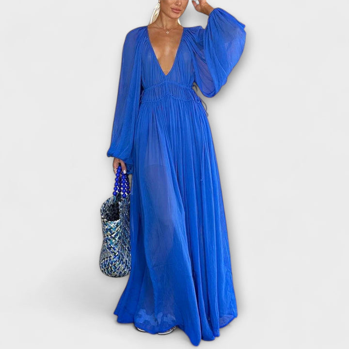 Robe plissée élégante à manches longues