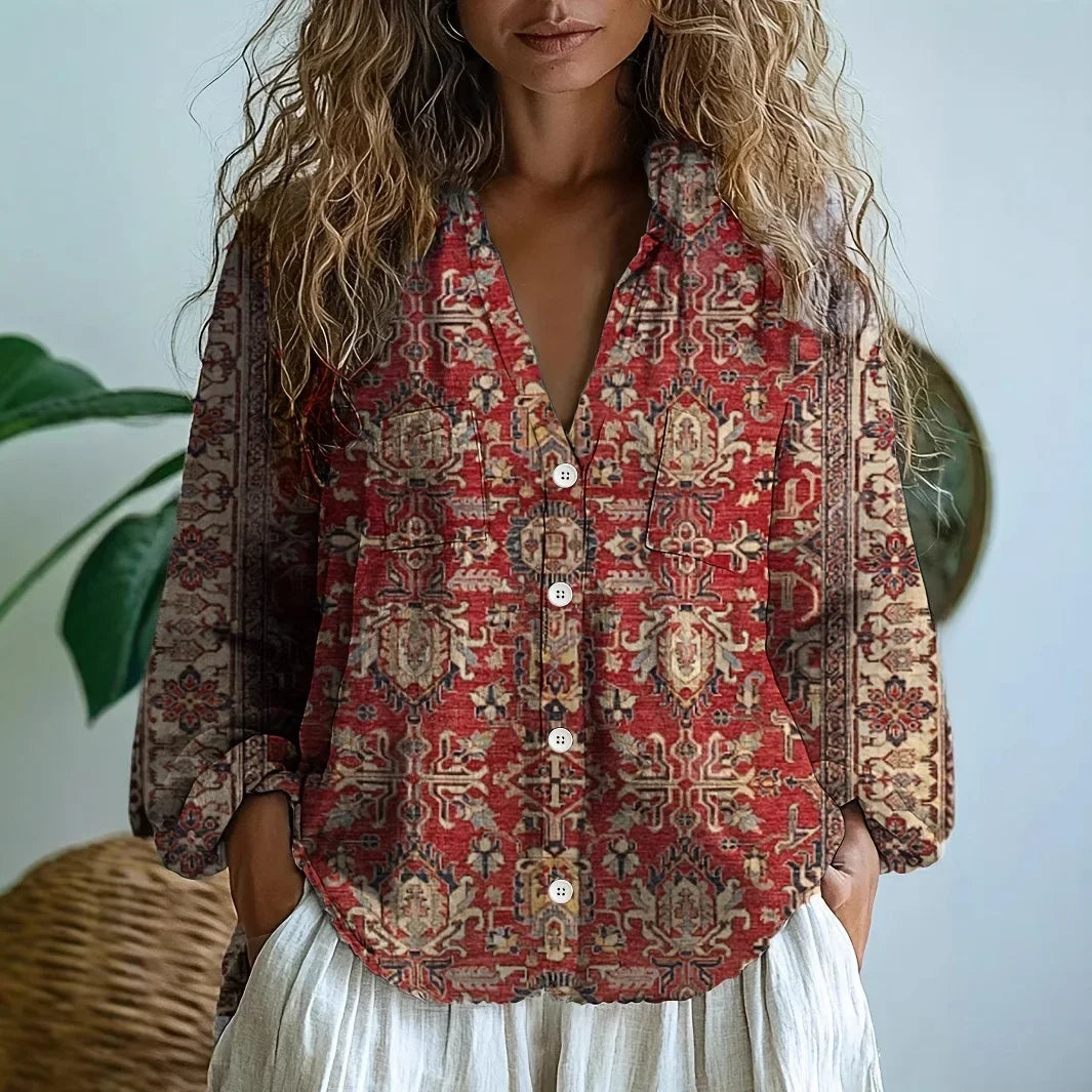Sofia – Blouse décontractée avec imprimé naturel