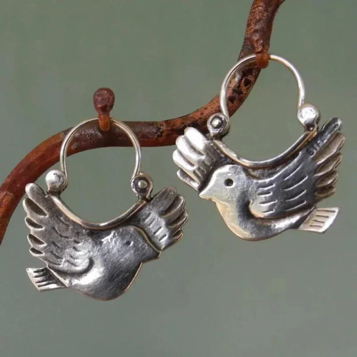Boucles d'oreilles pendantes Boho inspirées des oiseaux – Couleur argent