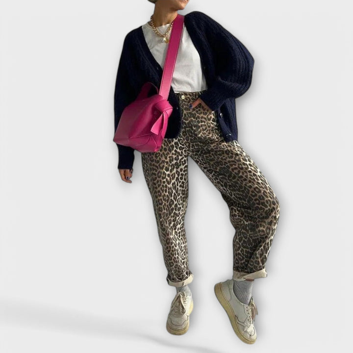 Chandra - Jean vintage à motif léopard