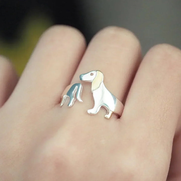 Bague avec un teckel en argent 925 – Taille ajustable