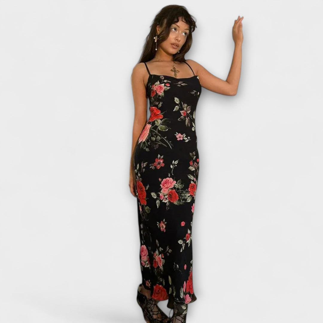 Robe bodycon à motif floral avec bretelles