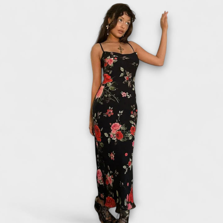 Robe bodycon à motif floral avec bretelles
