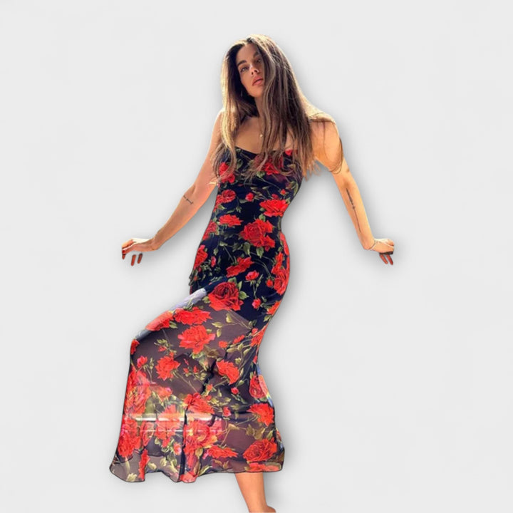Robe bodycon à motif floral avec bretelles