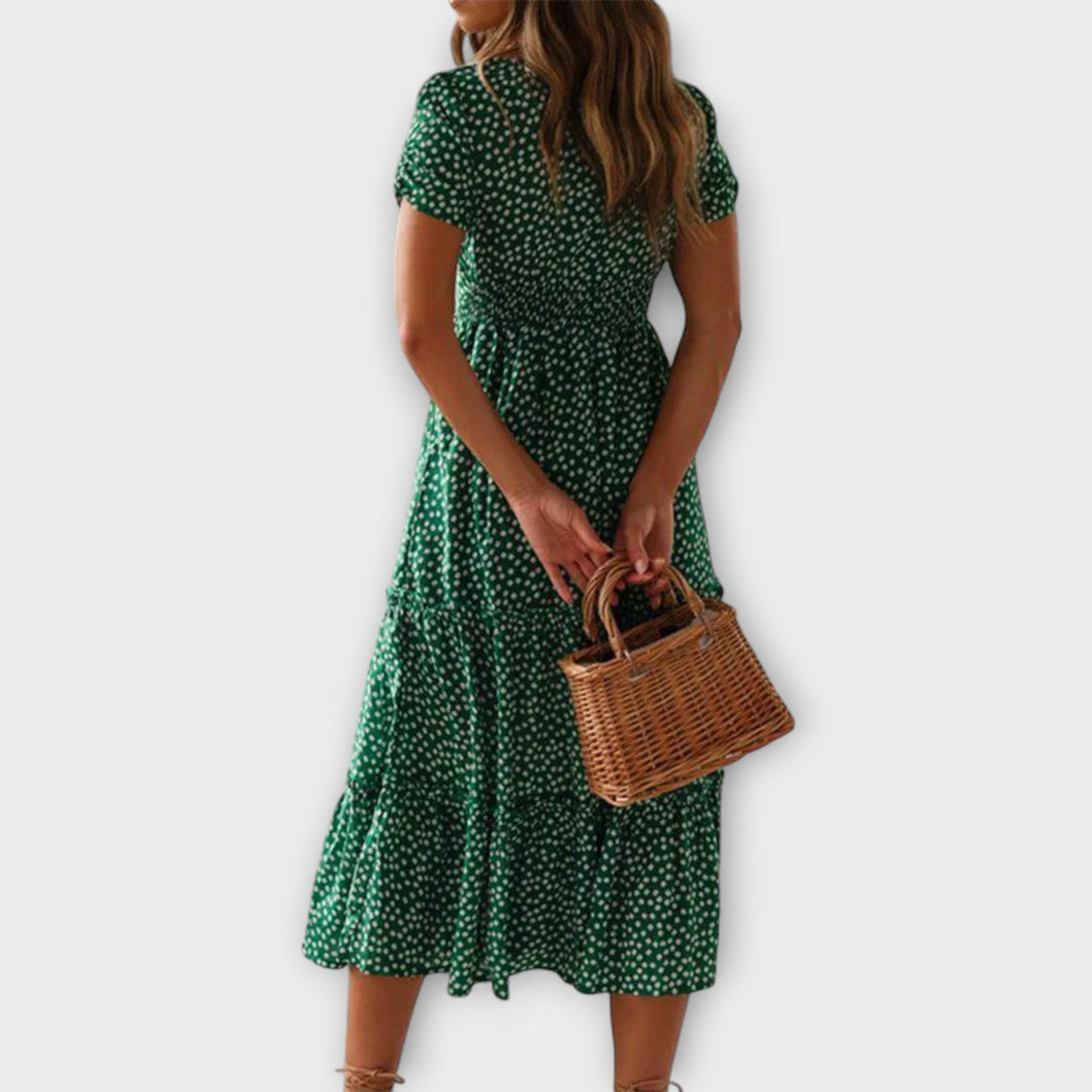 Robe maxi à motif floral vintage avec manches bouffantes