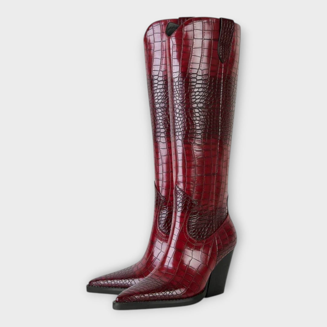 Bottes avec motif crocodile et talon élégant