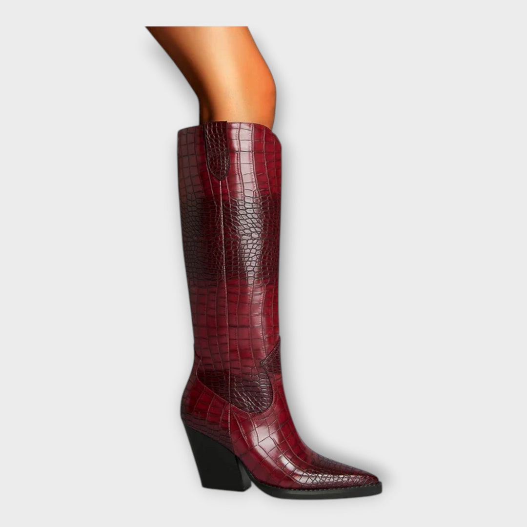 Bottes avec motif crocodile et talon élégant