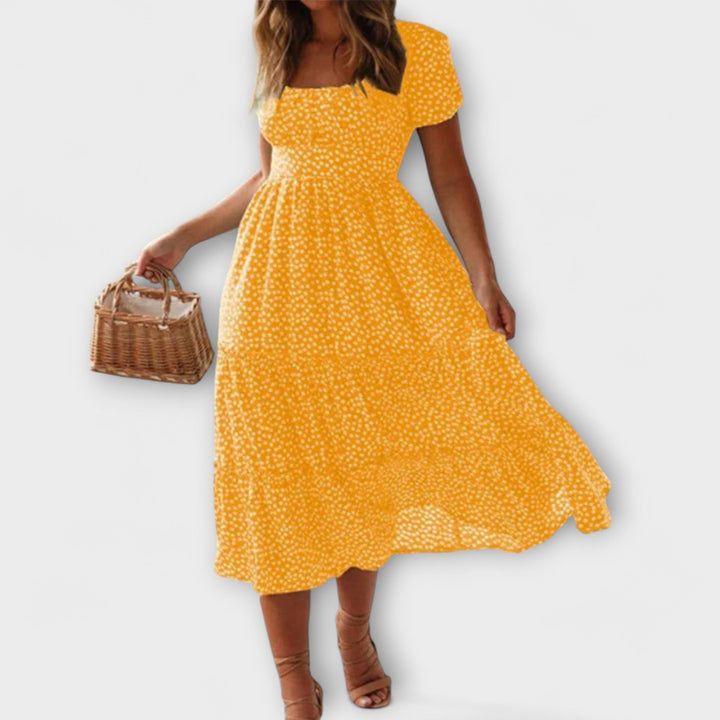 Robe maxi à motif floral vintage avec manches bouffantes