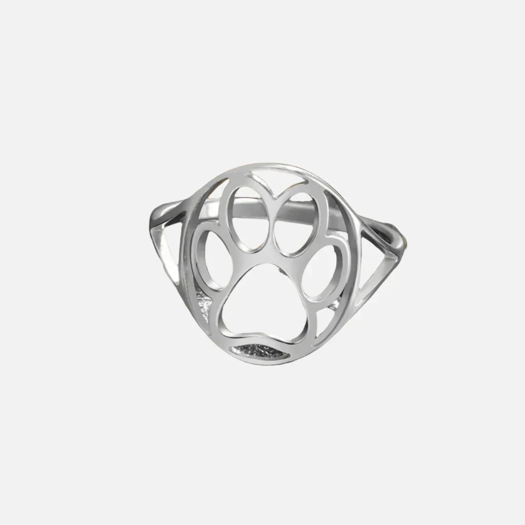 Bague ouverte en acier inoxydable en forme de patte : légère et élégante