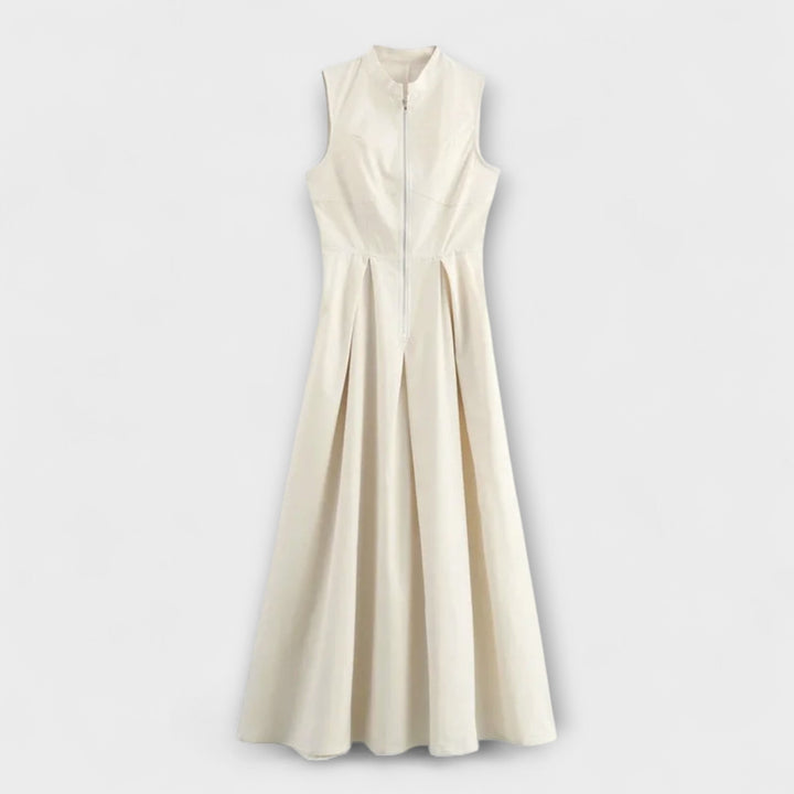 Robe sans manches avec plissés et coupe ajustée midi