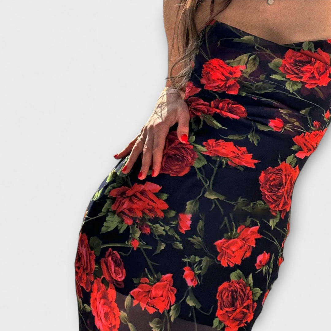 Robe bodycon à motif floral avec bretelles