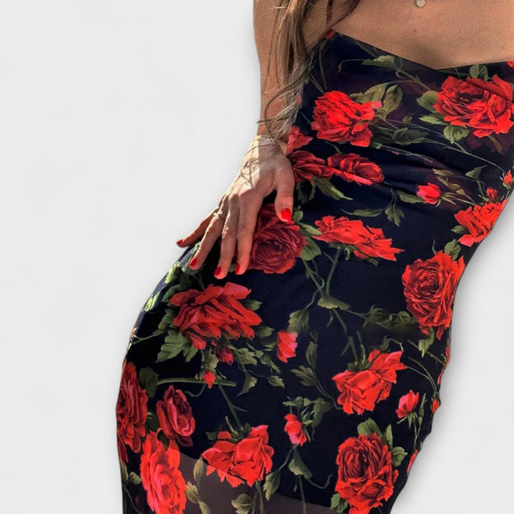 Robe bodycon à motif floral avec bretelles