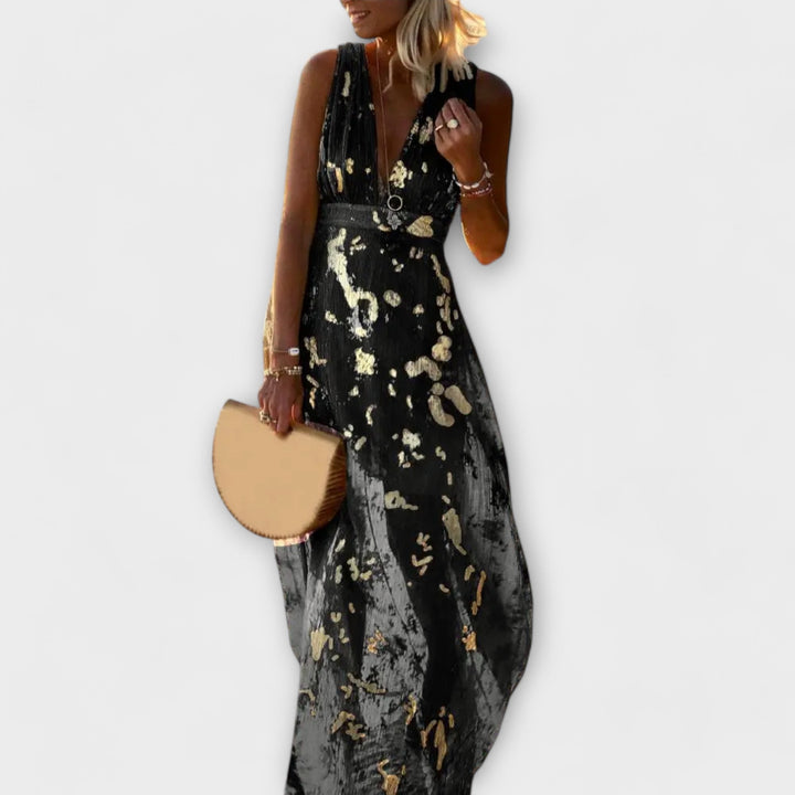 Robe à décolleté en V avec des détails en sequins