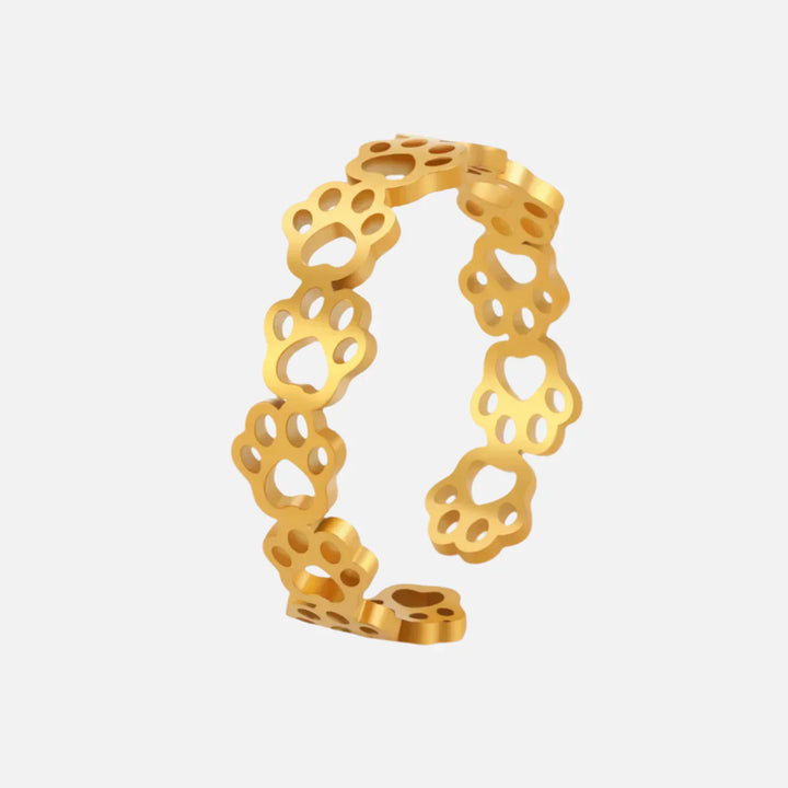 Bague réglable avec empreinte de patte – Fabriquée en acier inoxydable