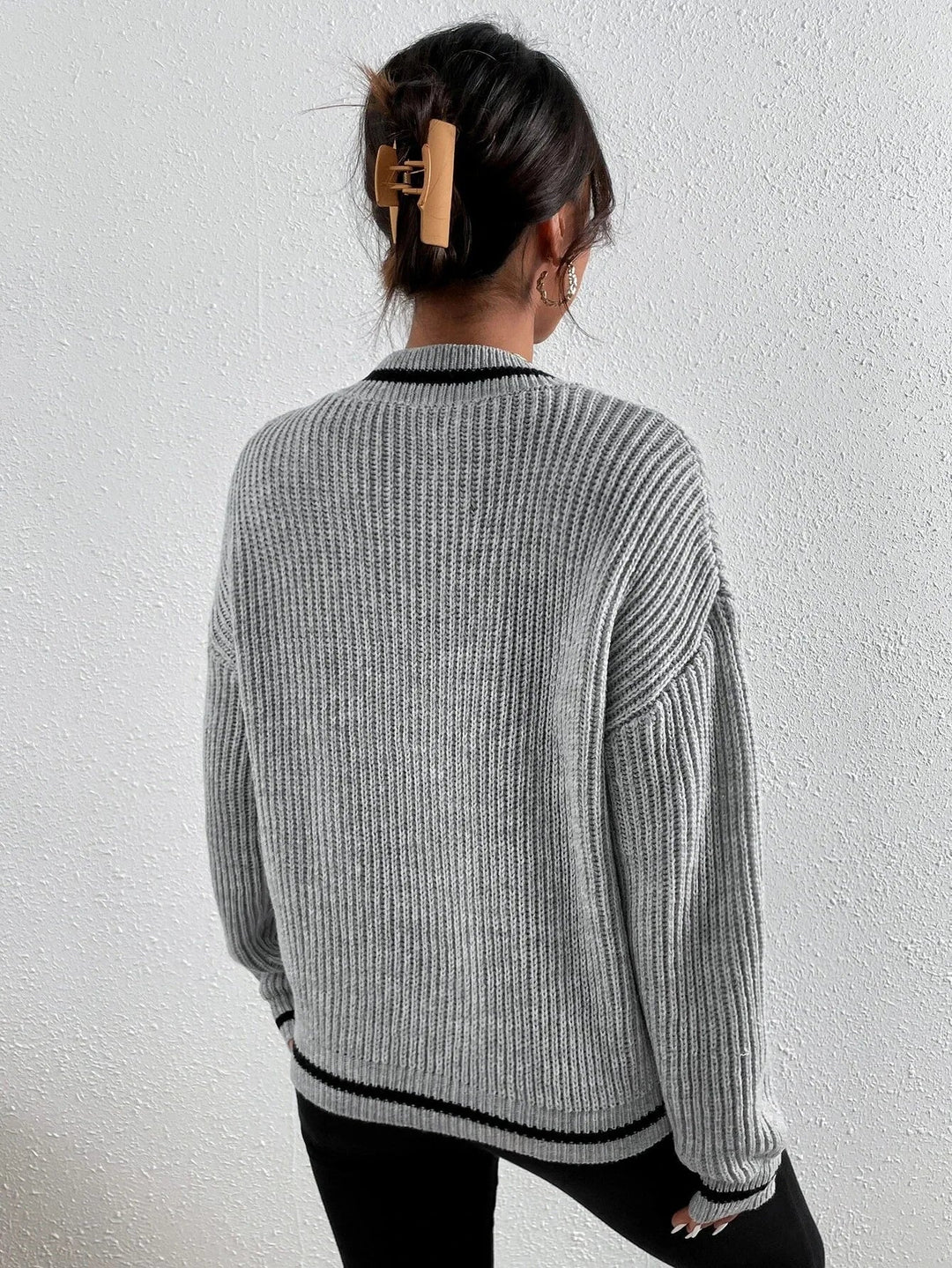 Marina | Pull en tricot rayé avec motif waffle