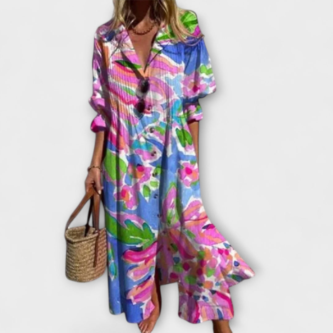 Lila - Robe Maxi Flatteuse avec Protection du Ventre