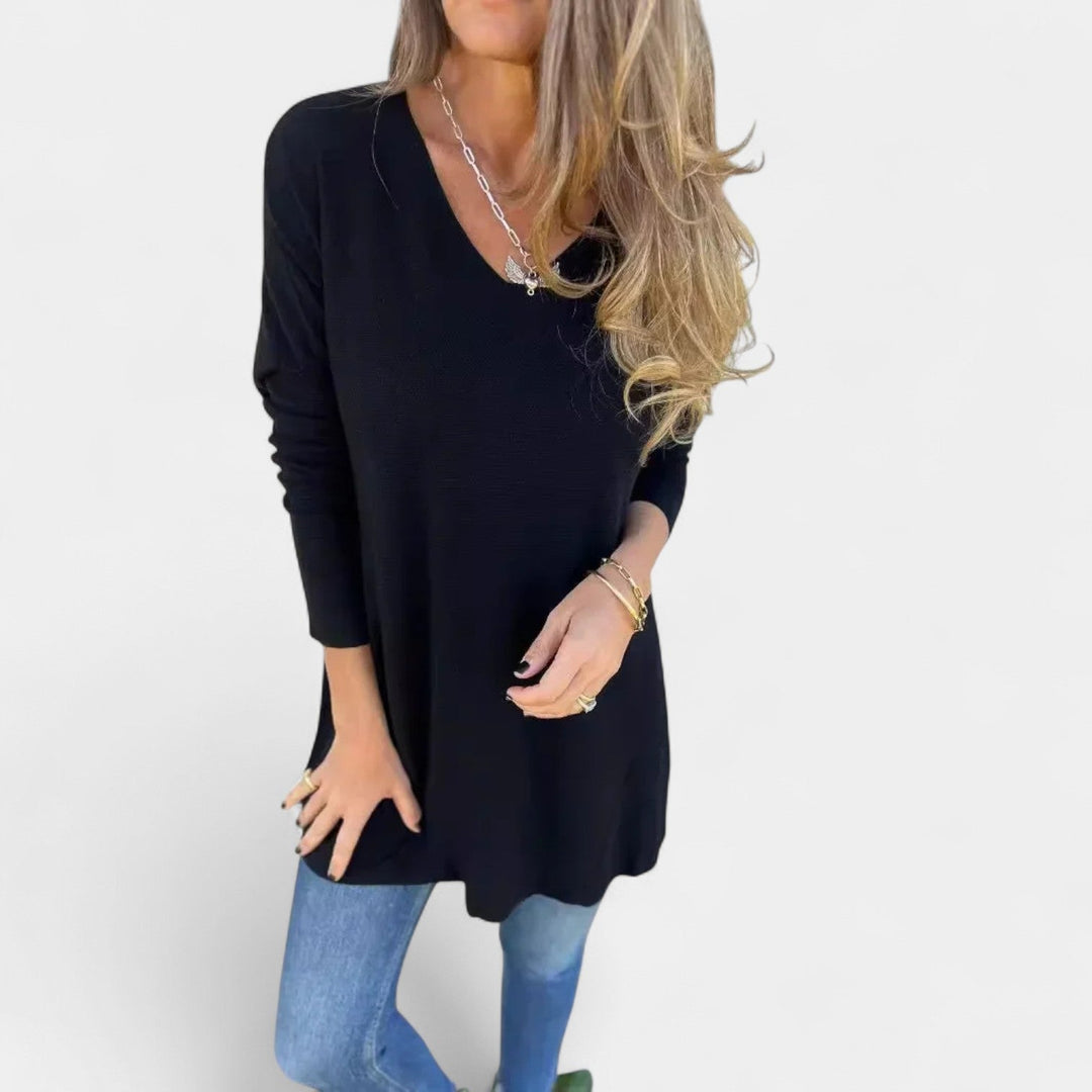 Leontýna – Tunique en tricot décontractée avec décolleté en V