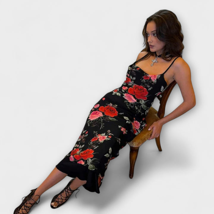 Robe bodycon à motif floral avec bretelles