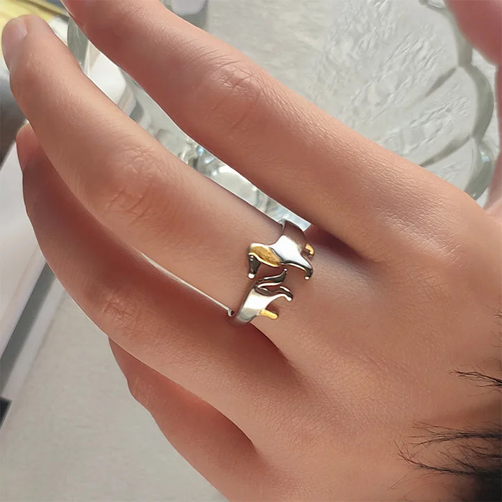 Bague avec un teckel en argent 925 – Taille ajustable
