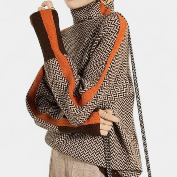 Eleanor – Pull à col roulé élégant avec un motif moderne